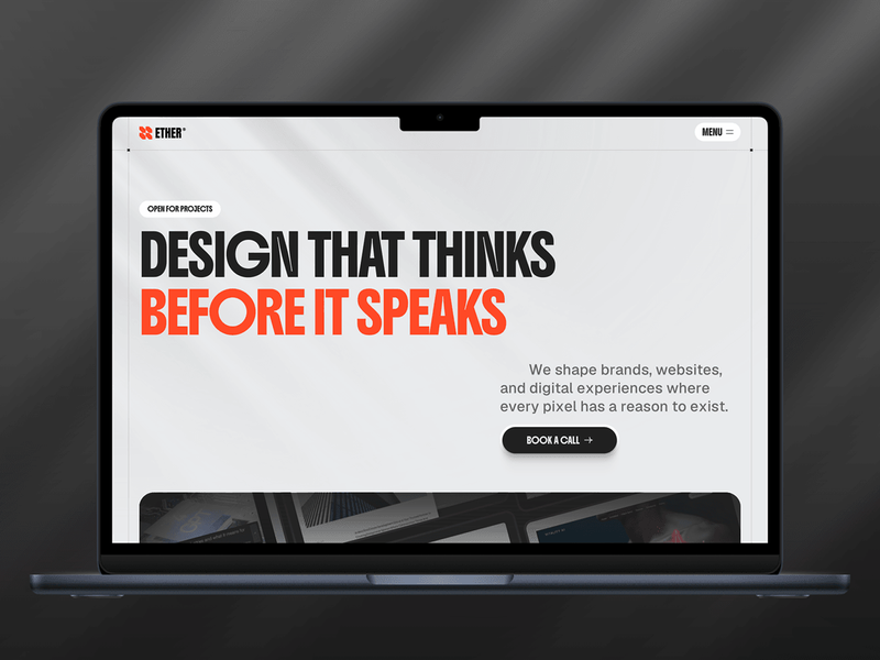 Ether Studio by Kartik Bansal - Agency design asset by framer