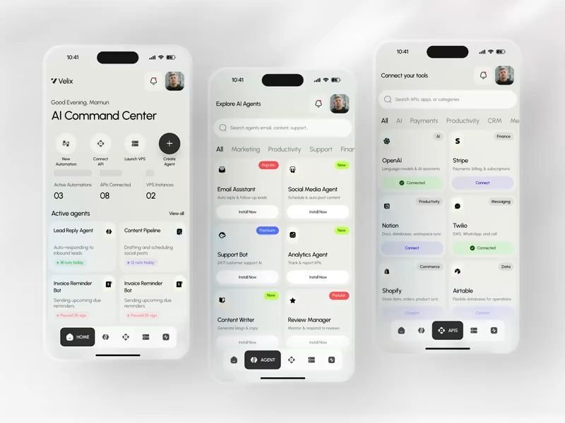 AI Automation SaaS App — Mobile Dashboard UI