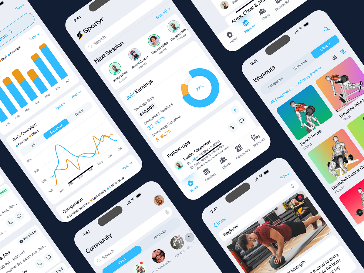 Spottyr - Fitness Coach Management App | Fitness UI/UX Design