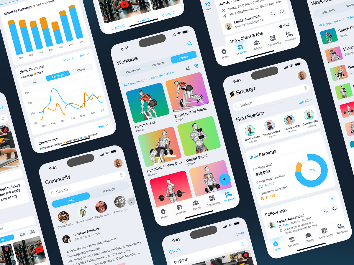 Spottyr - Fitness Coach Management App | Fitness UI/UX Design Image 2