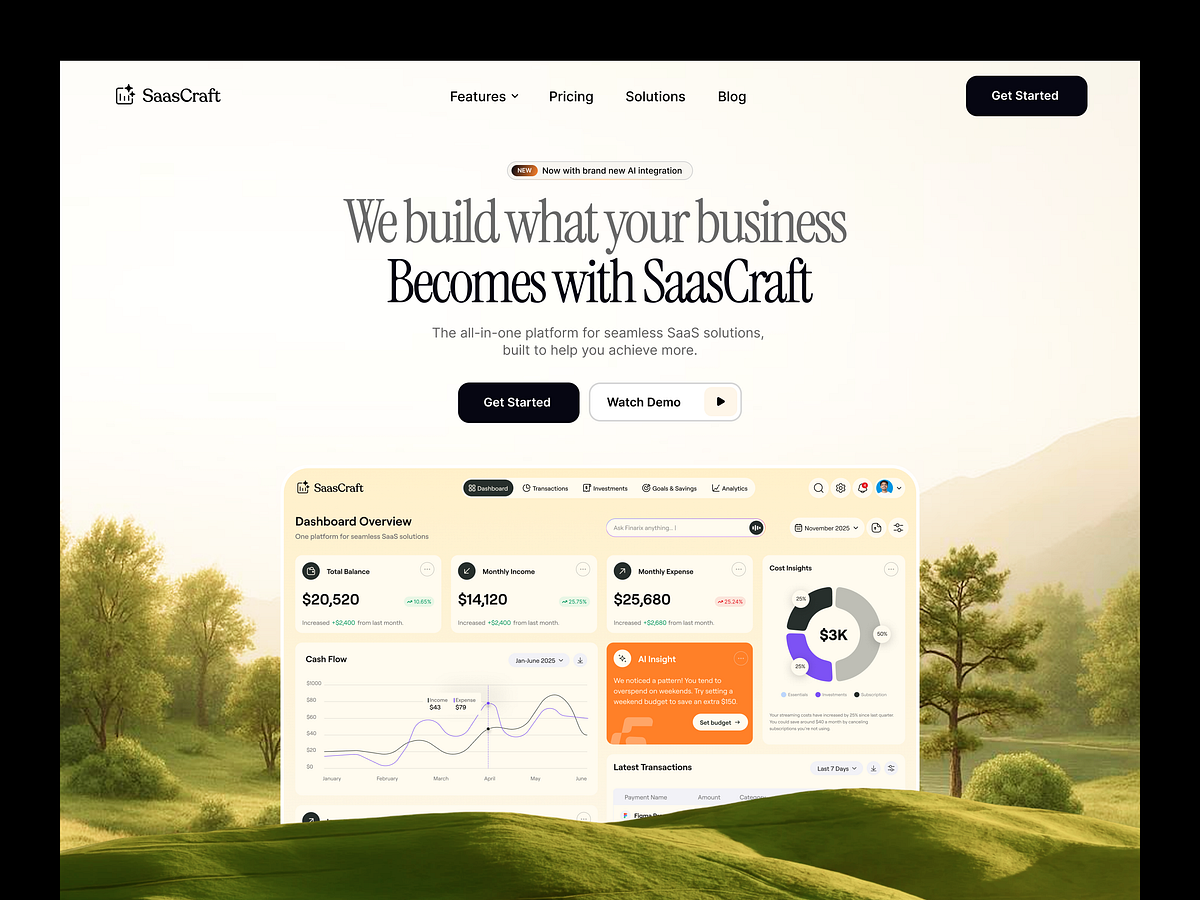 Business Management SaaS Landing Page Design