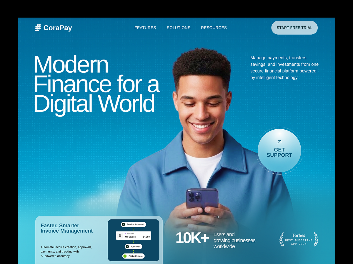 CoraPay – Fintech Website Landing Page