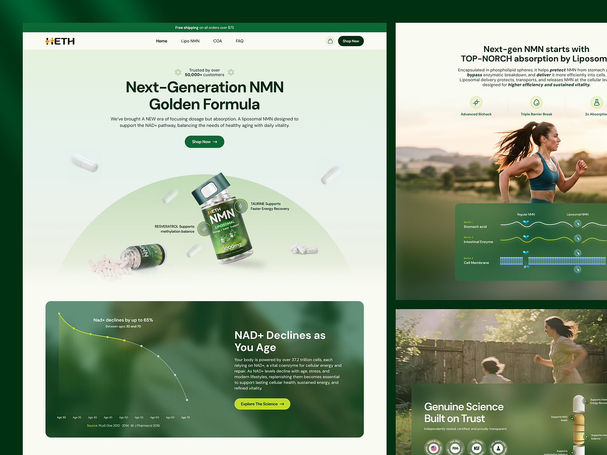 Wellness Supplement Landing Page | Ecommerce UI/UX Design