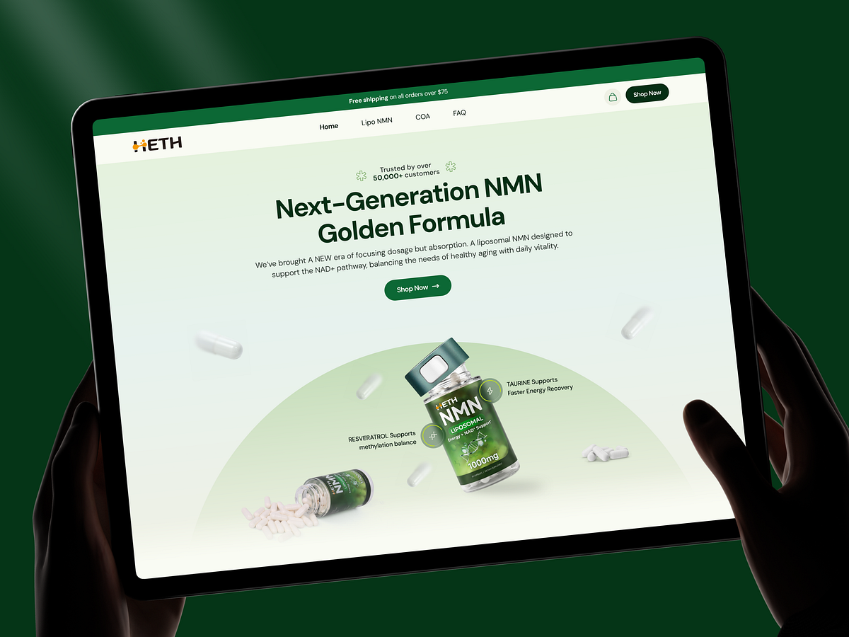 Wellness Supplement Landing Page | Ecommerce UI/UX Design Image 0