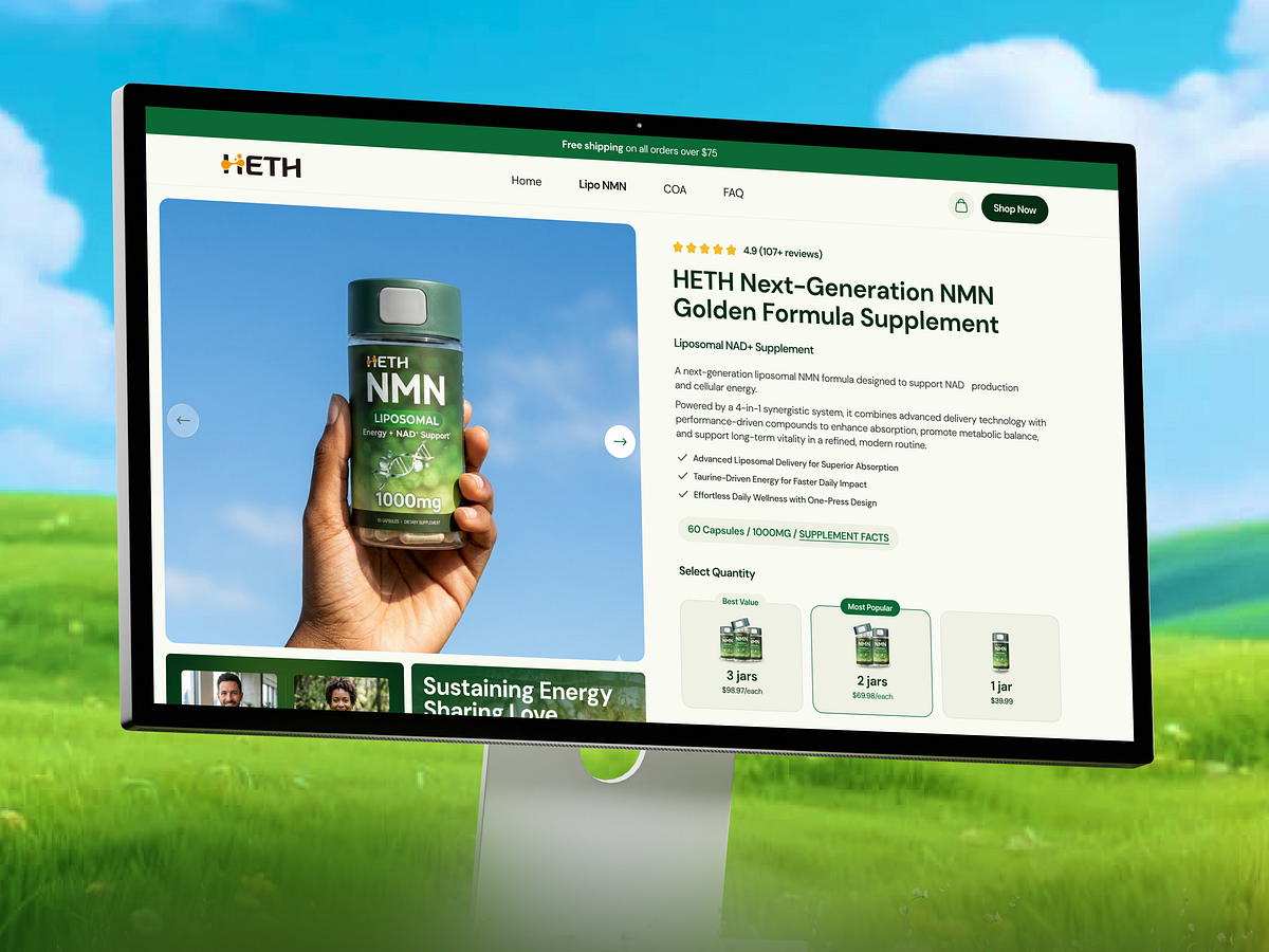 Wellness Supplement Product Page | Ecommerce UI/UX Design