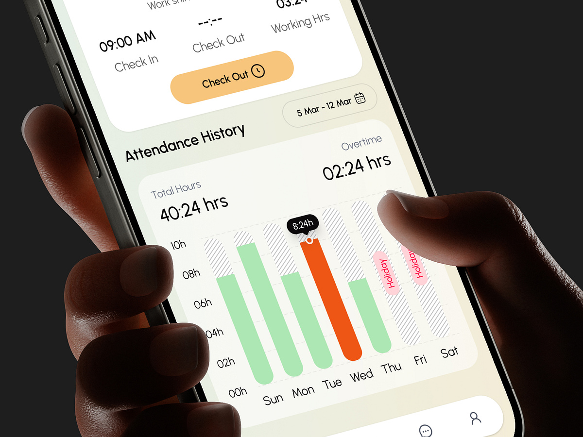 Worktail – HR Management Mobile App | SaaS UI Image 1