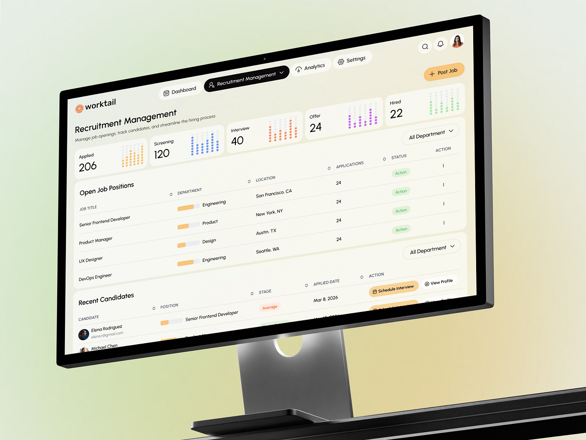 Worktail – Recruitment Management Dashboard | HRM SaaS Image 0