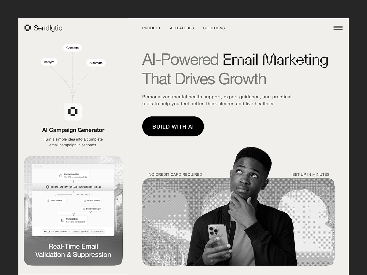 Sendlytic – AI Email Marketing Website | SaaS Landing Page