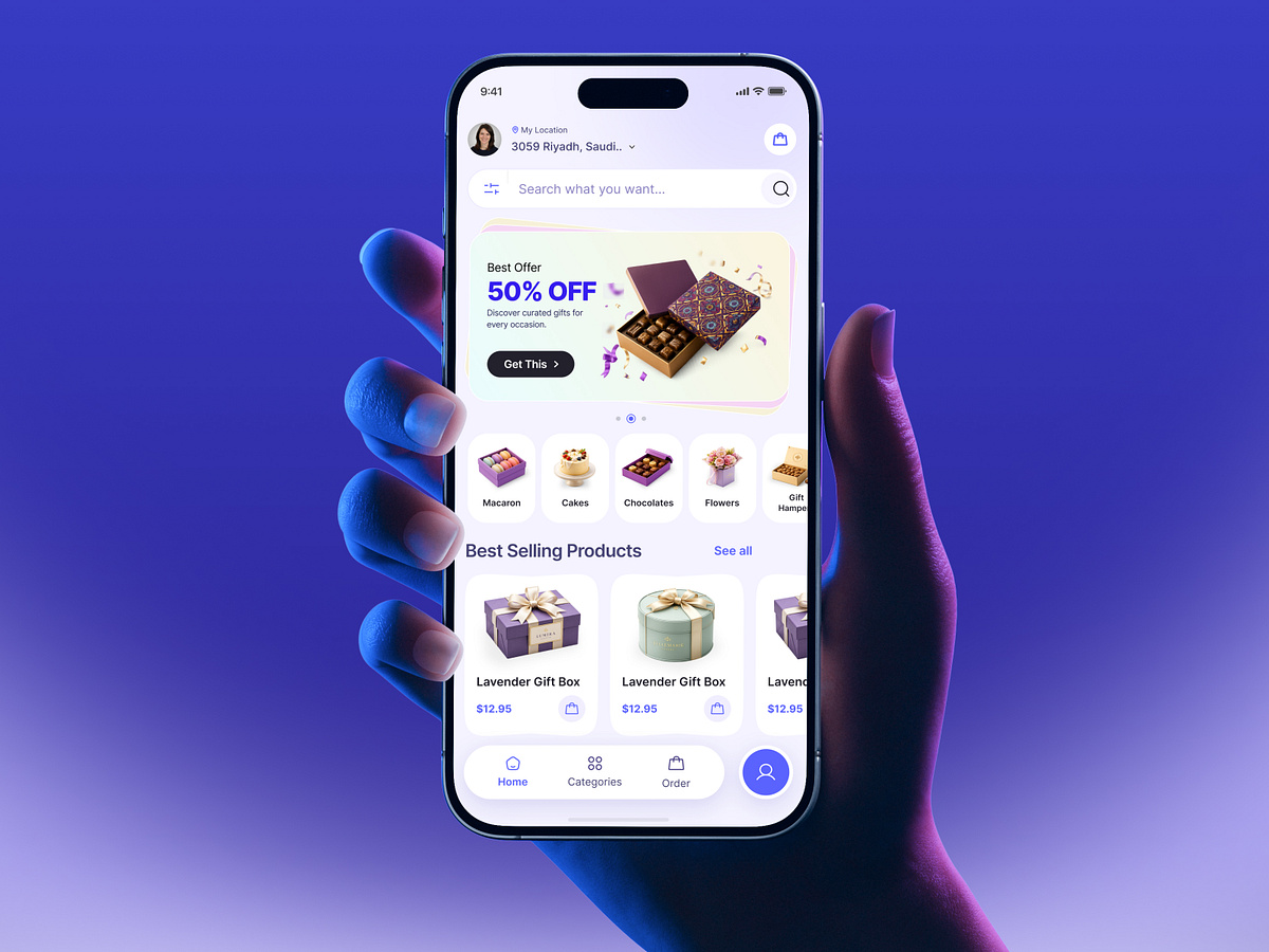 GIVORA - Gifting E-commerce App | Home Screen UI Image 1