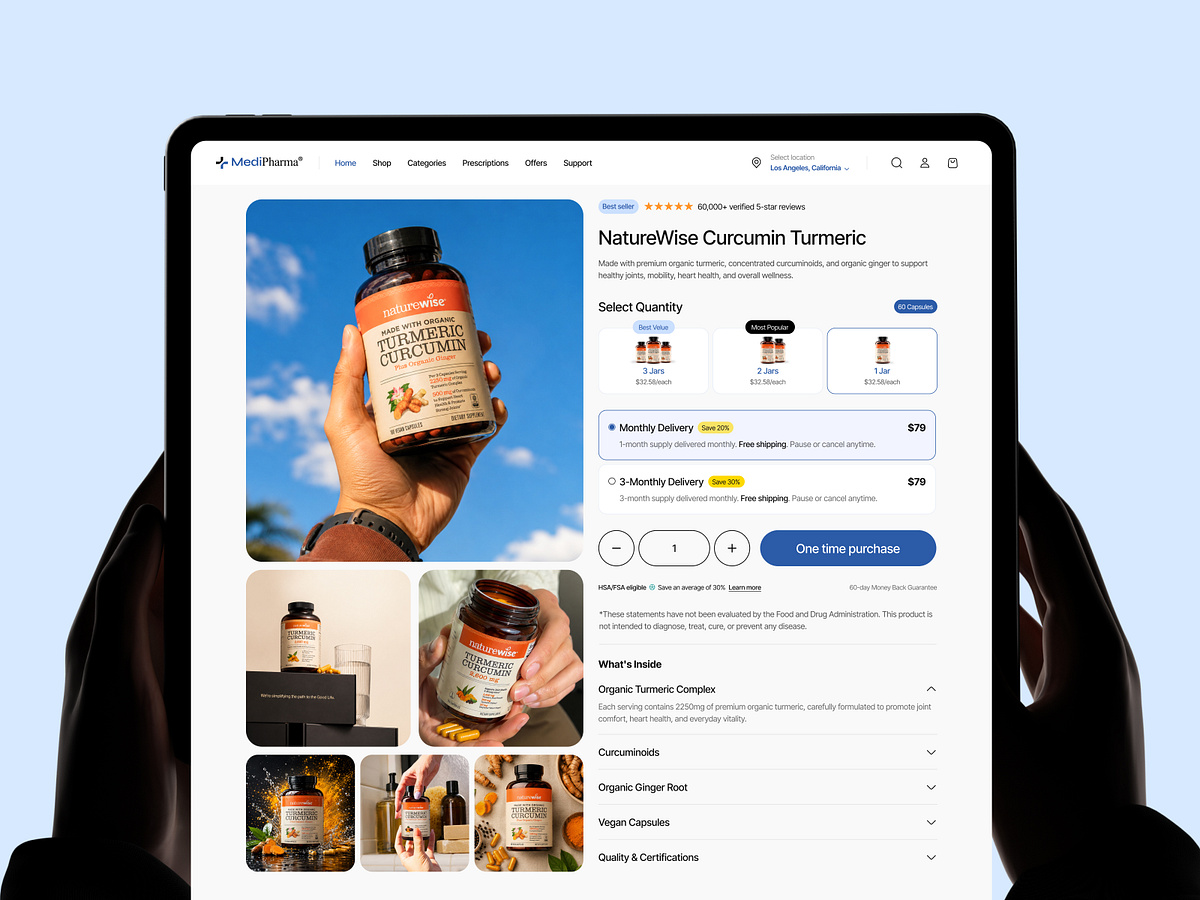 MediPharma – E-commerce Product Detail Page | Healthcare UI/UX Image 0