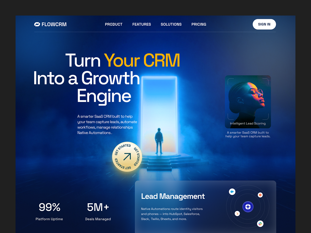 FlowCRM – SaaS CRM Website Design | Lead Management Platform Image 0
