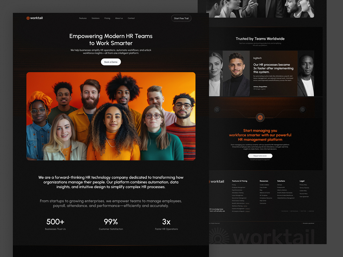 Worktail – HRM SaaS About Us Page | Website UI/UX