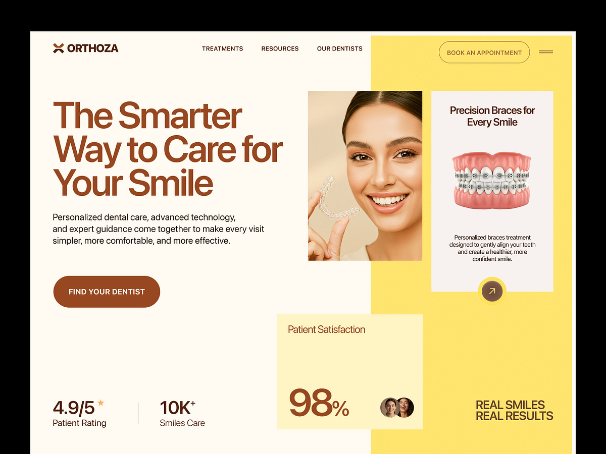 Orthoza - Dental Clinic Website | Appointment Booking UI