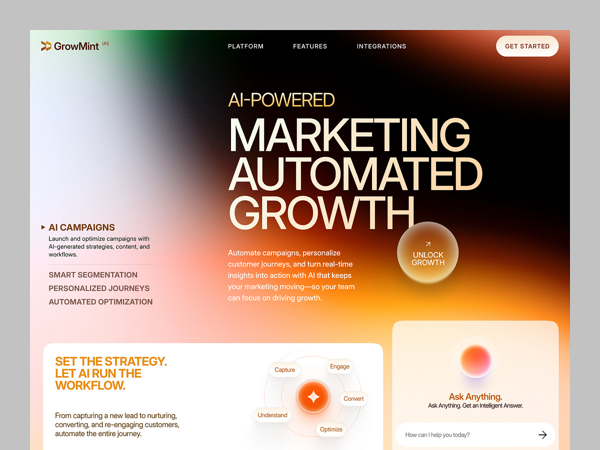 GrowMint AI - AI Marketing Automation SaaS Website