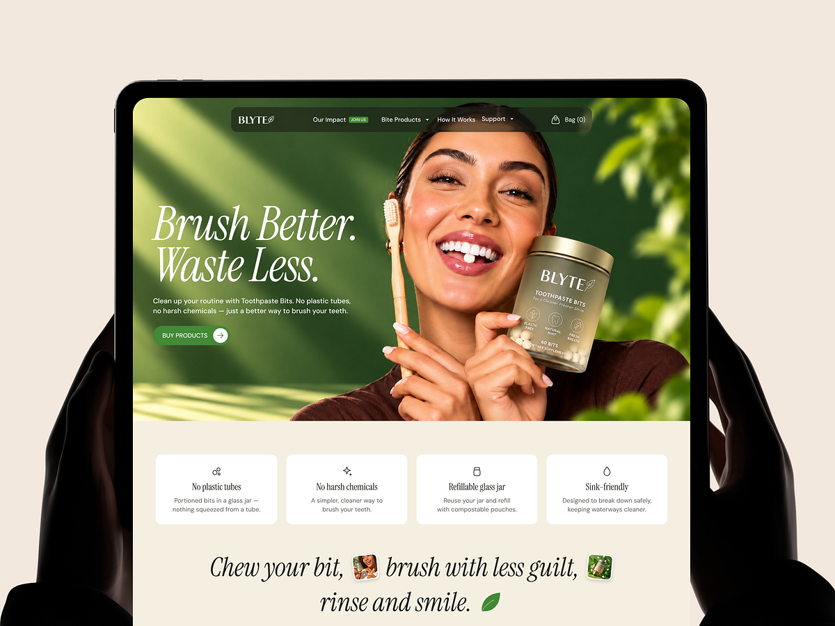 BLYTE - Toothpaste E-commerce Website Design Image 1