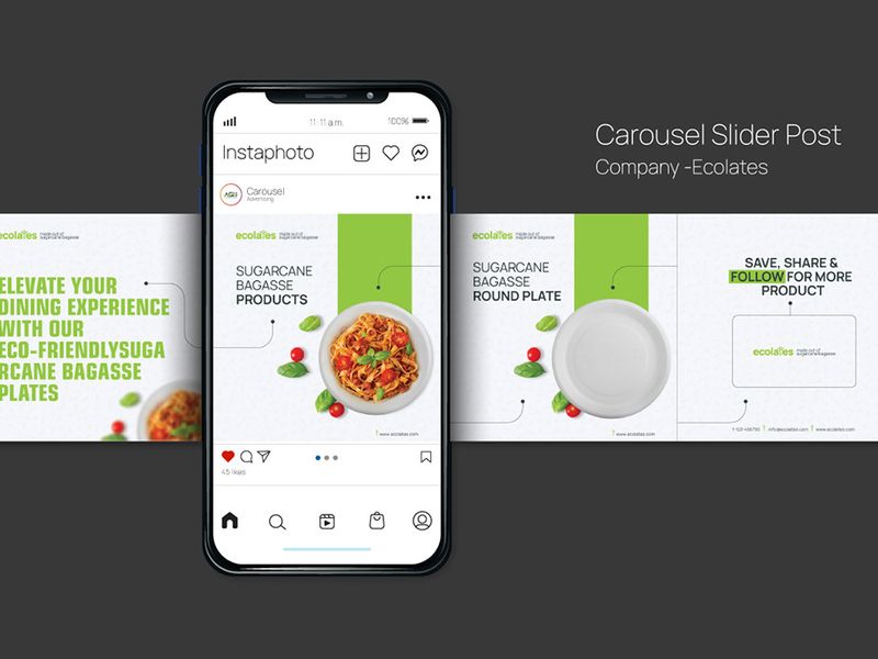 Eco-Friendly Carousel Design for Ecolates – Sugarcane Bagasse Products