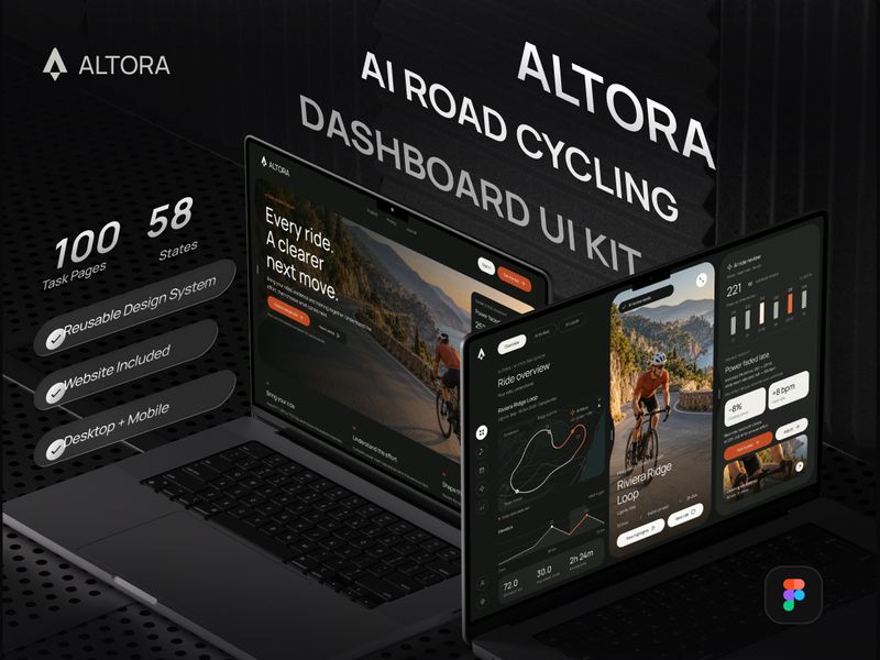 ALTORA AI Road Cycling UI Kit - design asset by UI8