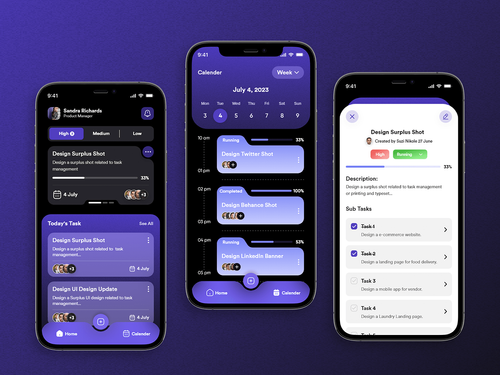 Task Management Mobile App Design With Dark Theme on Behance