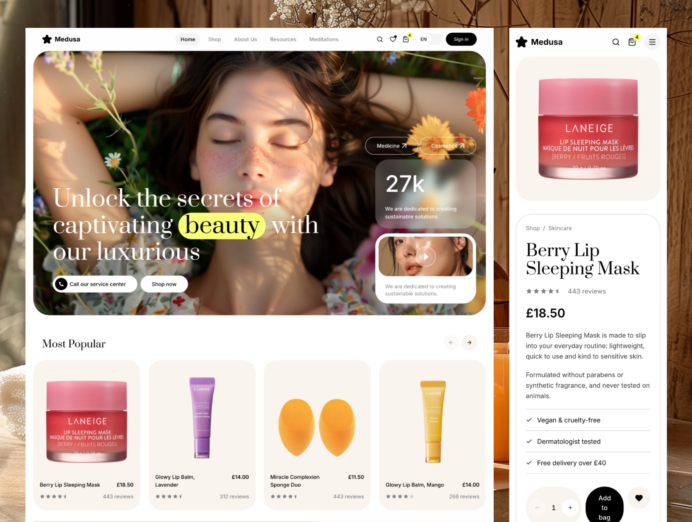 Medusa - Beauty & Cosmetics Website Template Image 1