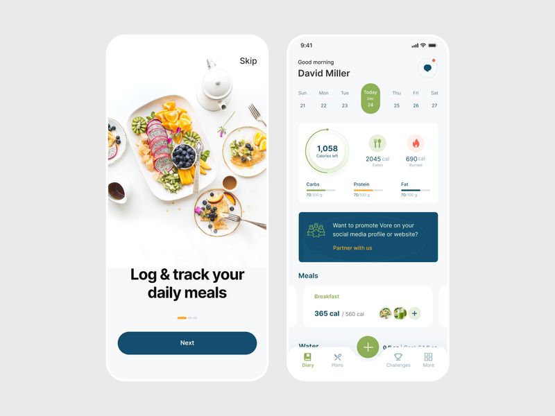 Smart Nutrition & Meal Tracking App UI 🥗