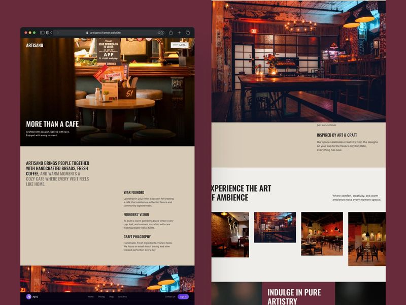 Artisano — Cafe & Bistro Website Template