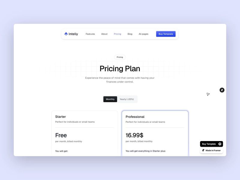 Intelly - AI SaaS Framer Template