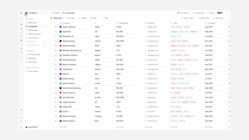Collapsible left-sidebars and width-resizable data table columns (Dark & light mode).