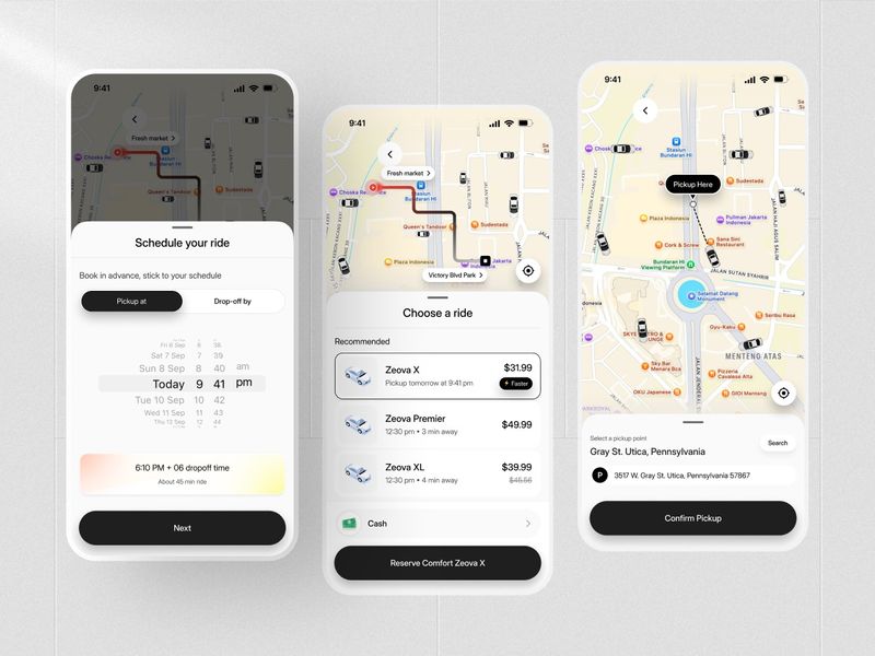 Ride Booking App UI UX Design | Map-Based Pickup Flow
