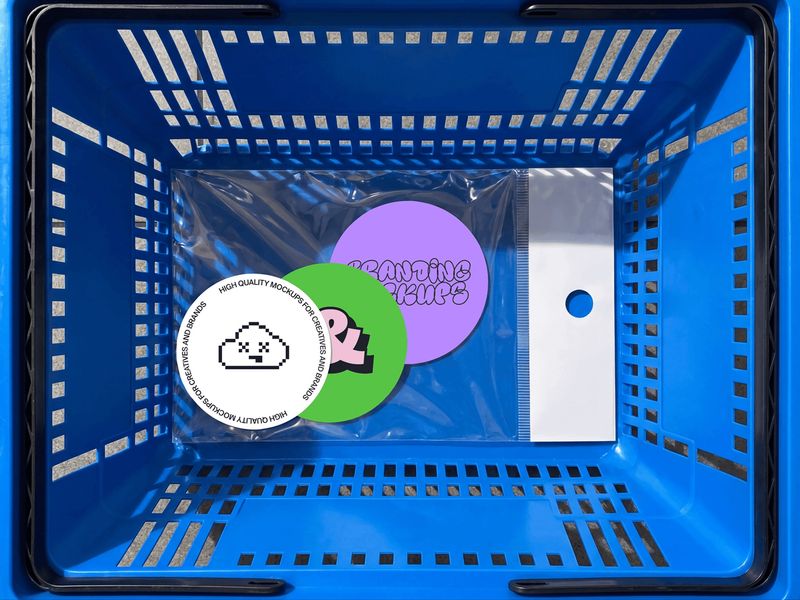 Shopping Basket Sticker Mockup