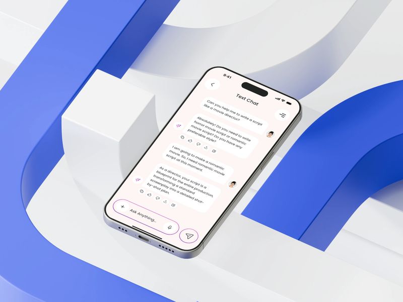 AI Chatbot Mobile App - Text Chat Screen Design