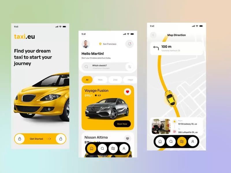 RideCap – Smooth Taxi App UI Animation