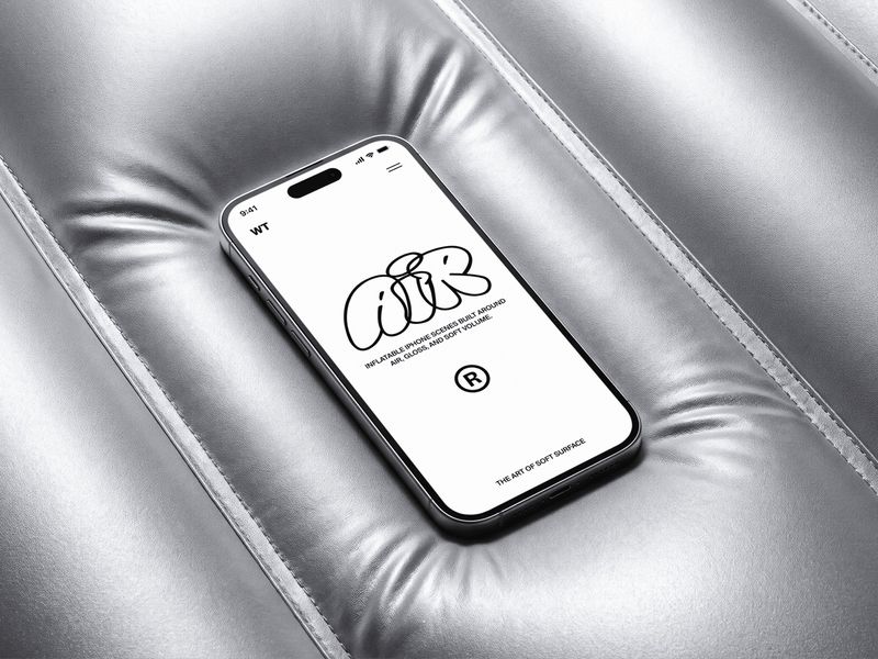 iPhone Mockup on Inflatable Cushion