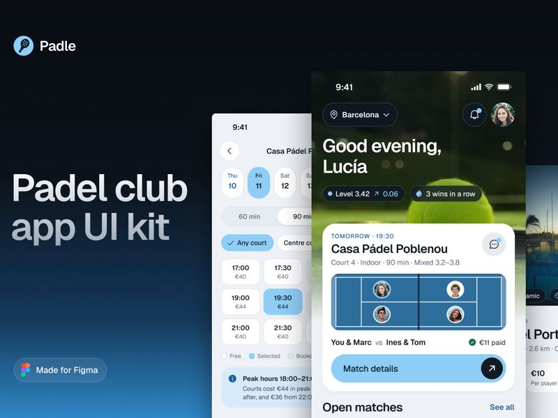 Padle – Padel Club App UI Kit - Mobile design asset by UI8