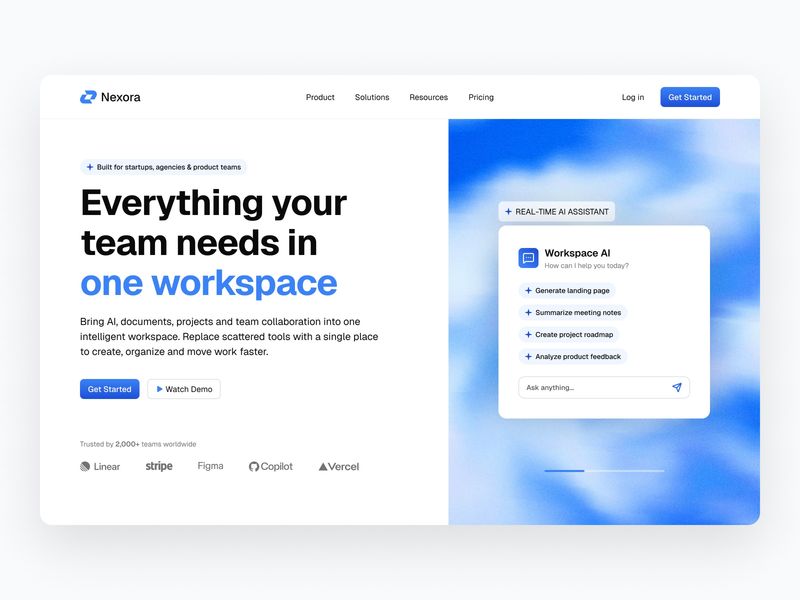 Nexora - AI Workspace Landing Page UI