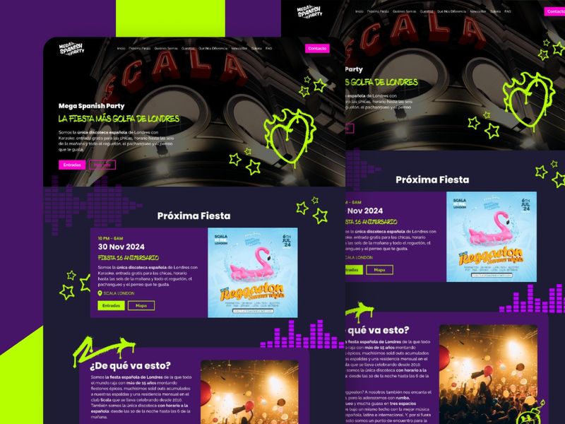 Mega Spanish Party – Neon Nightlife Web UI Concept