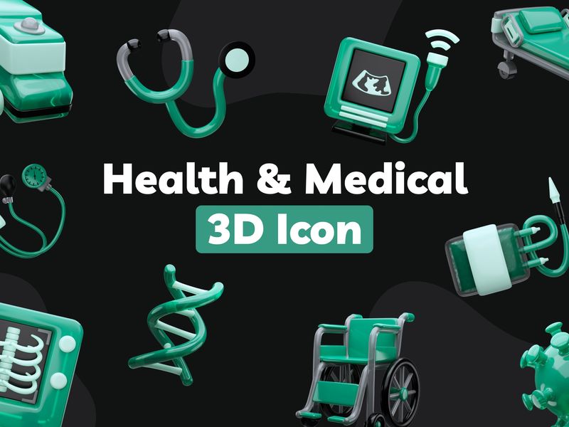 Health & Medical 3D Icon Pack for Designers - Pikkovia