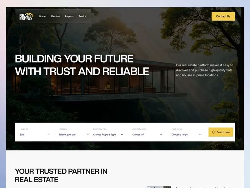 Real Estate Landing Page – UI/UX Design Concept