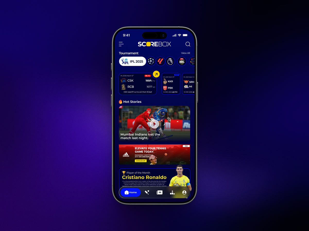 ScoreBox — Sports Live Score App Design Image 2