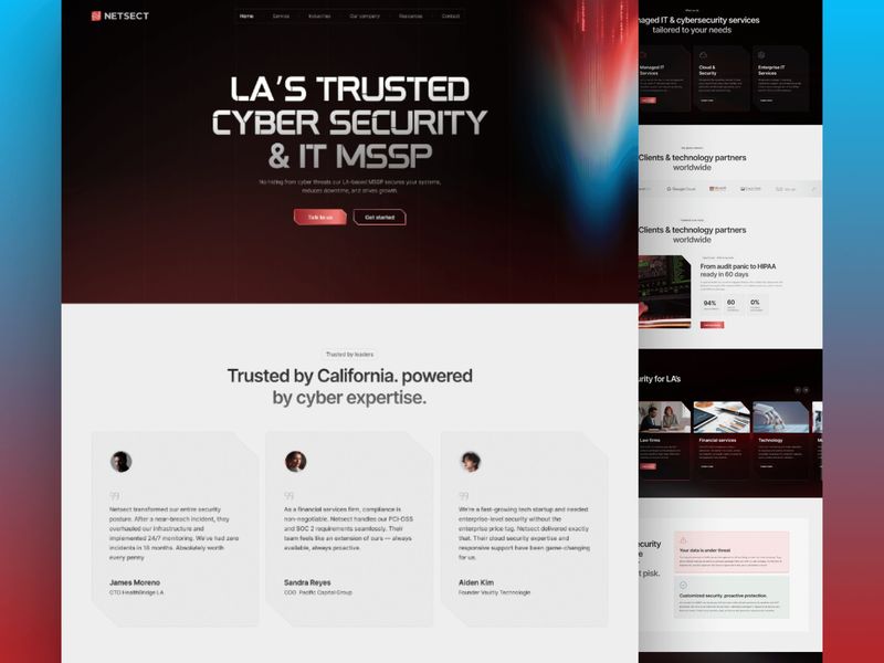 Cyber Security Landing Page UI – Modern IT Services & MSSP Website Design