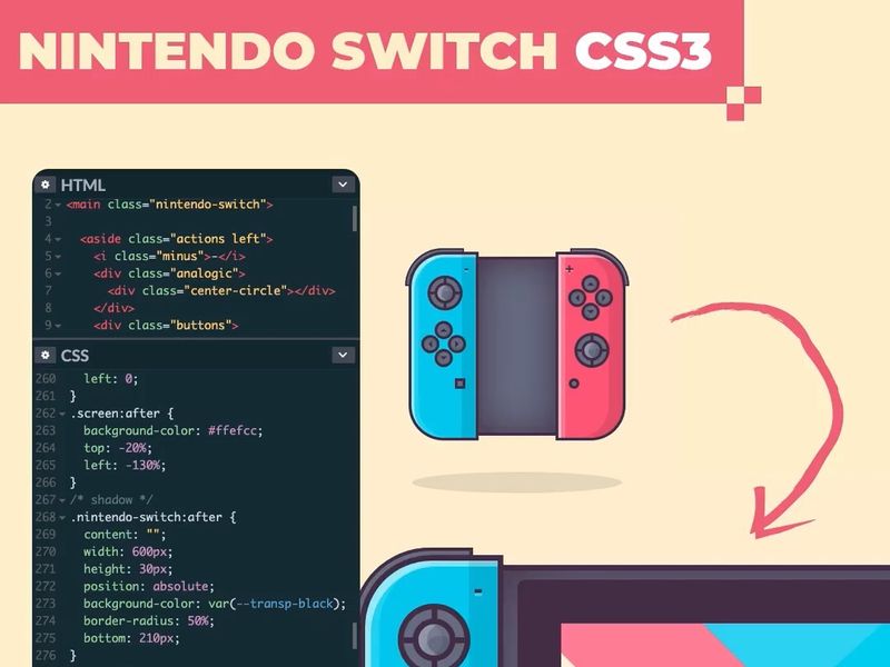 Nintendo Switch made with pure CSS3. ⁣⁣