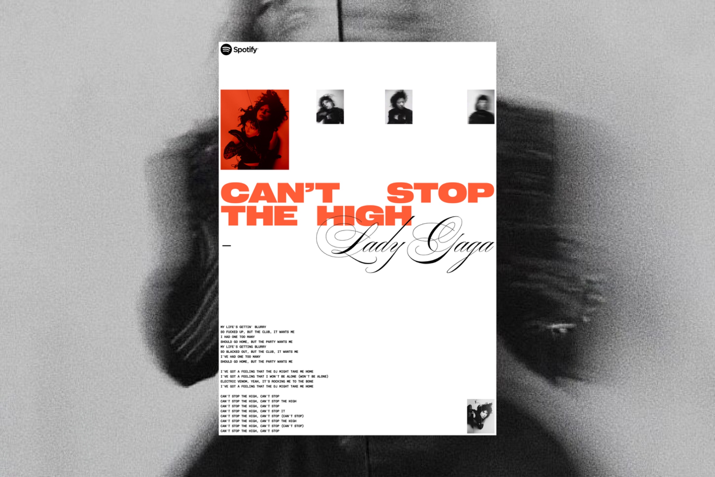 Spotify-Inspired Lady Gaga Poster Design: Editorial Typography & Music UI Concept