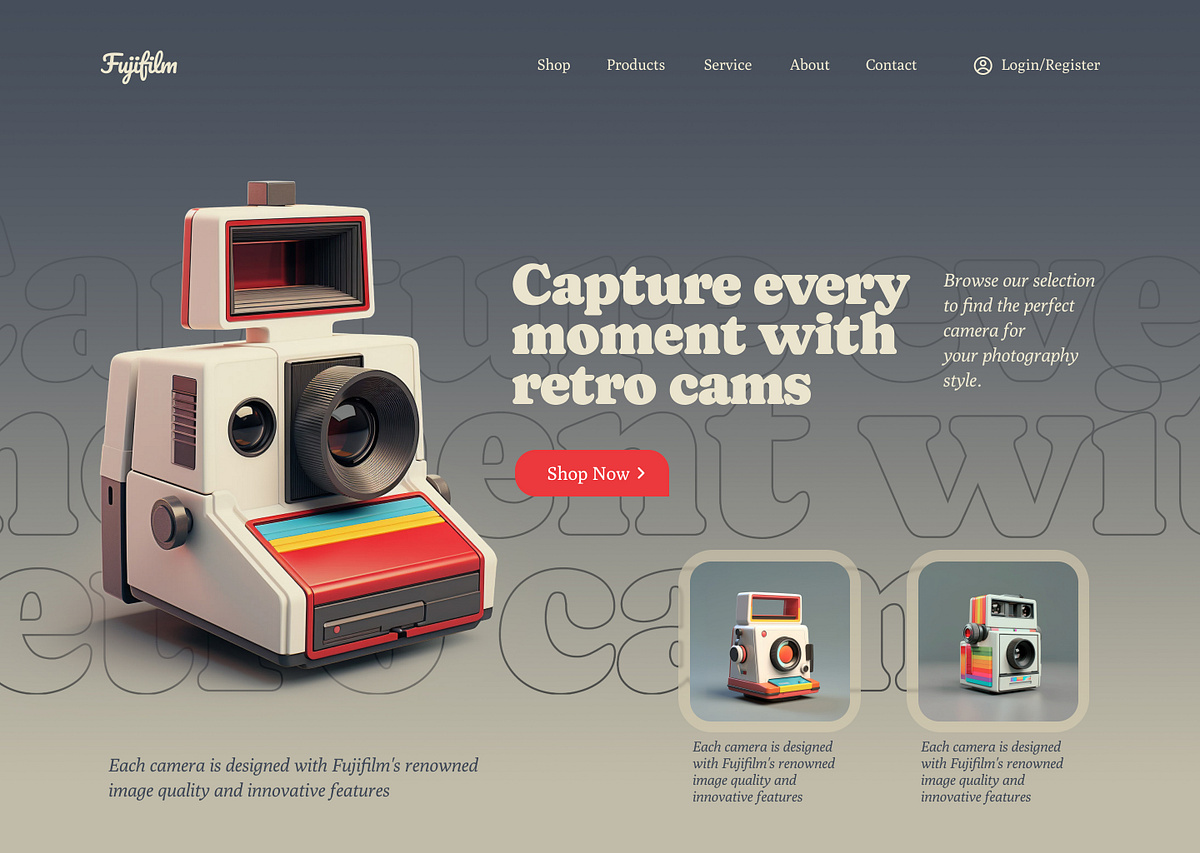 Fuji-film Polaroid Camera shop landing page Image 0