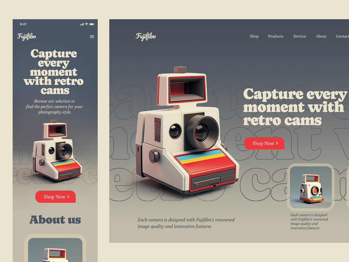 Fuji-film Polaroid Camera shop landing page Image 2