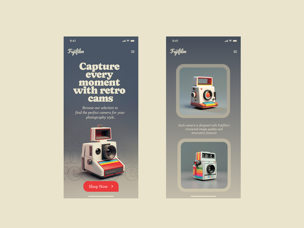 Fuji-film Polaroid Camera shop landing page Image 5