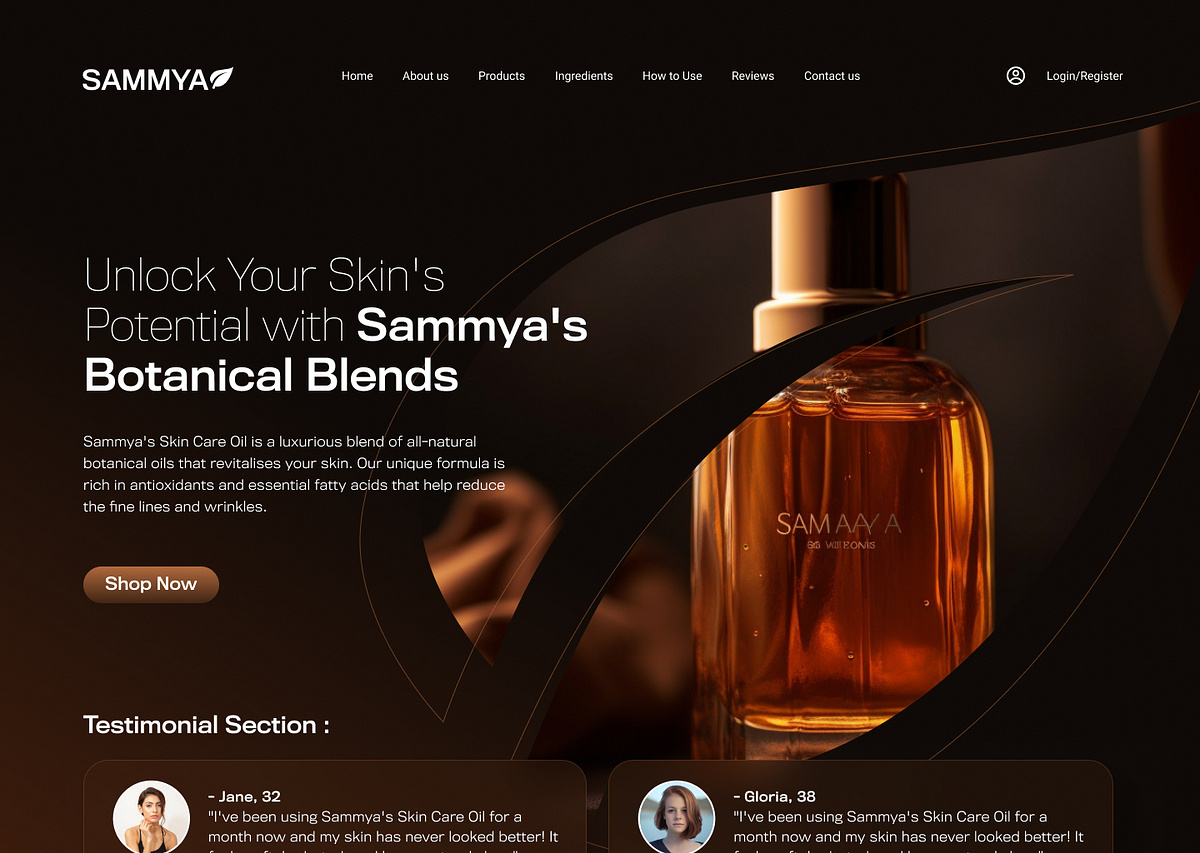 Skin Care Oil Landing Page Concept Image 0