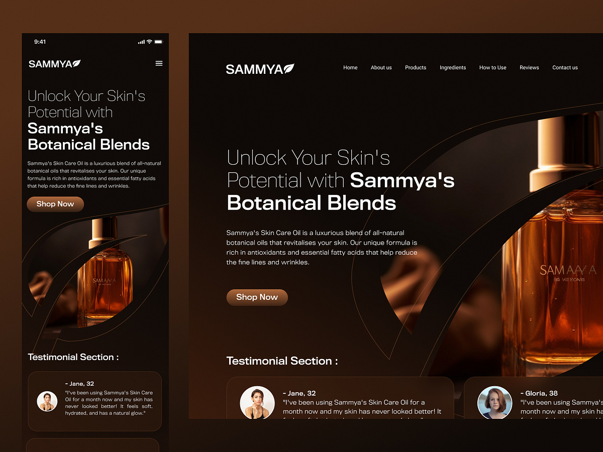Skin Care Oil Landing Page Concept Image 2