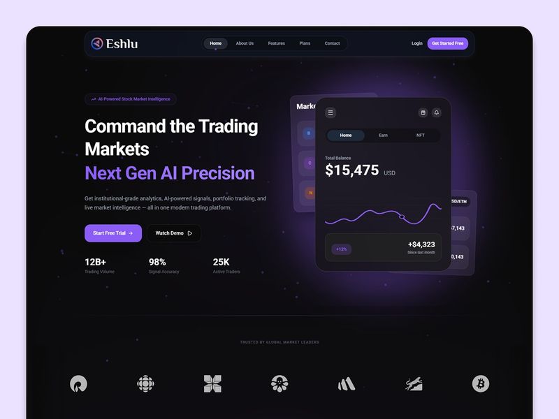 Eshlu – AI Stock Trading & FinTech SaaS React Template 📈🤖