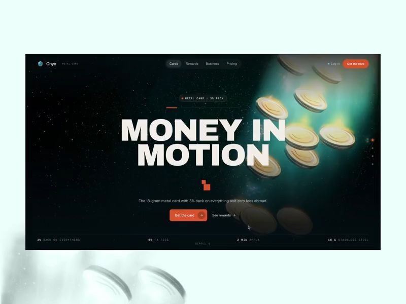 Onyx — Fintech Landing Page Design