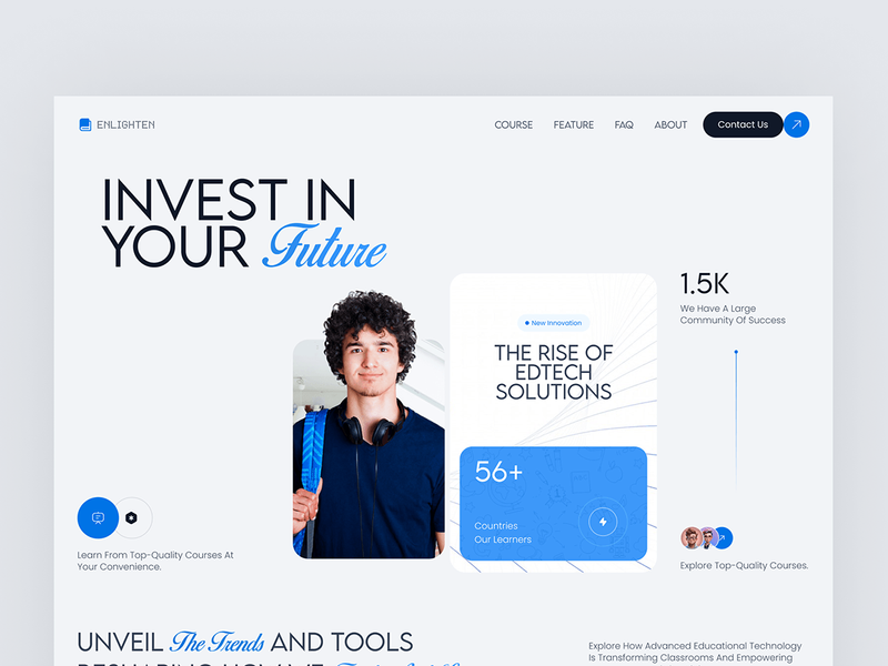 Online Education Website Landing Page UI/UX Design