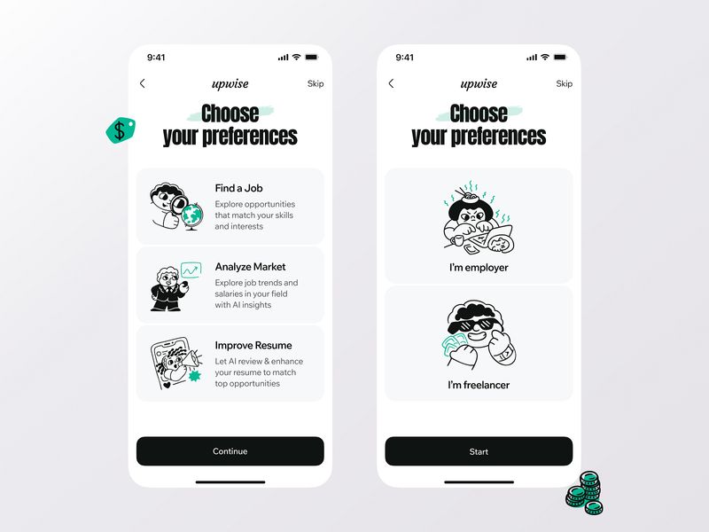 Upwise - Job searching app by Vlad Tyzun for Radiant Studio ✨